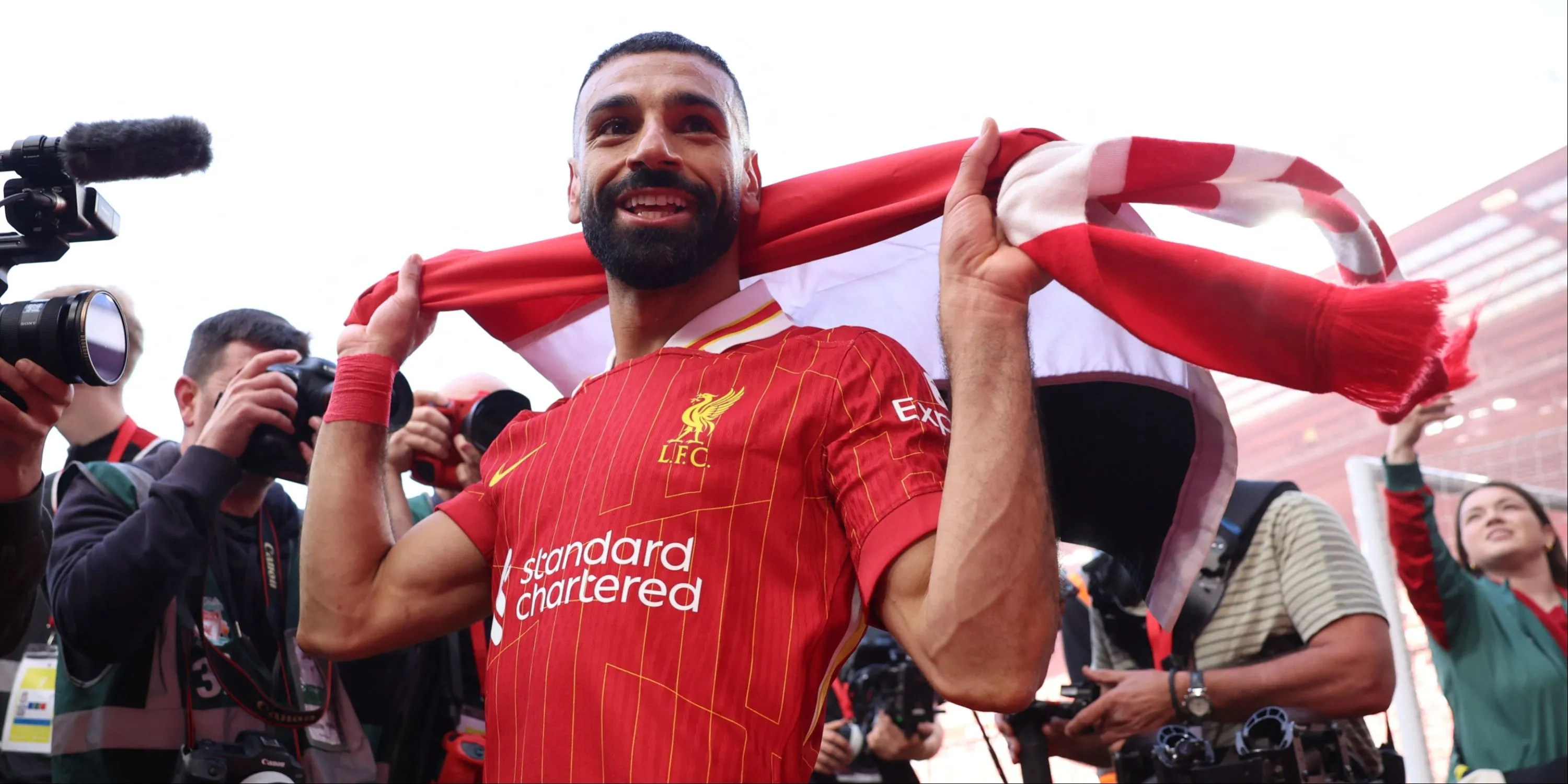 Cầu thủ Mohamed Salah ăn mừng bàn thắng cho Liverpool