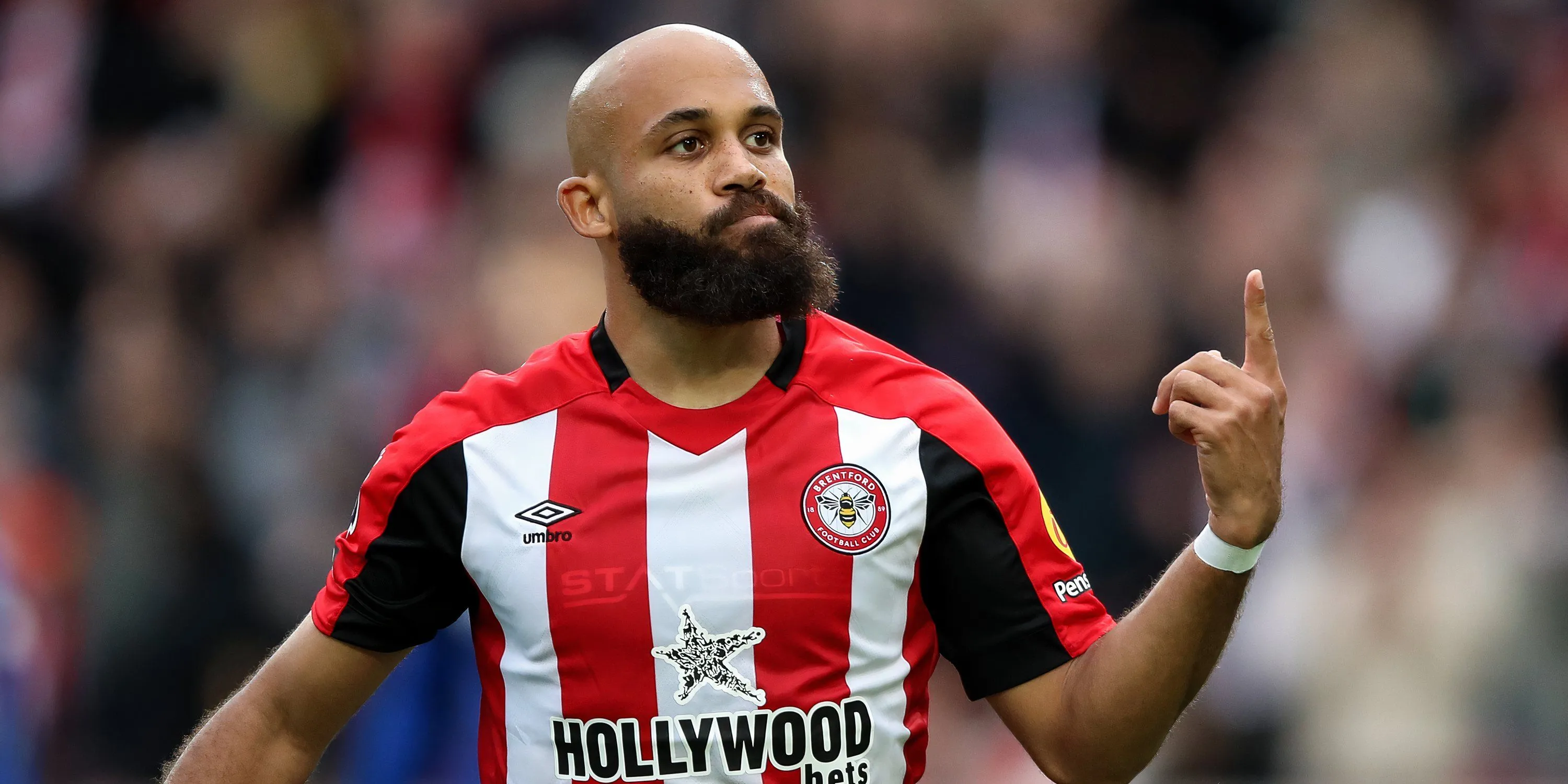 Bryan Mbeumo ăn mừng bàn thắng, thể hiện phong độ cao tại Brentford