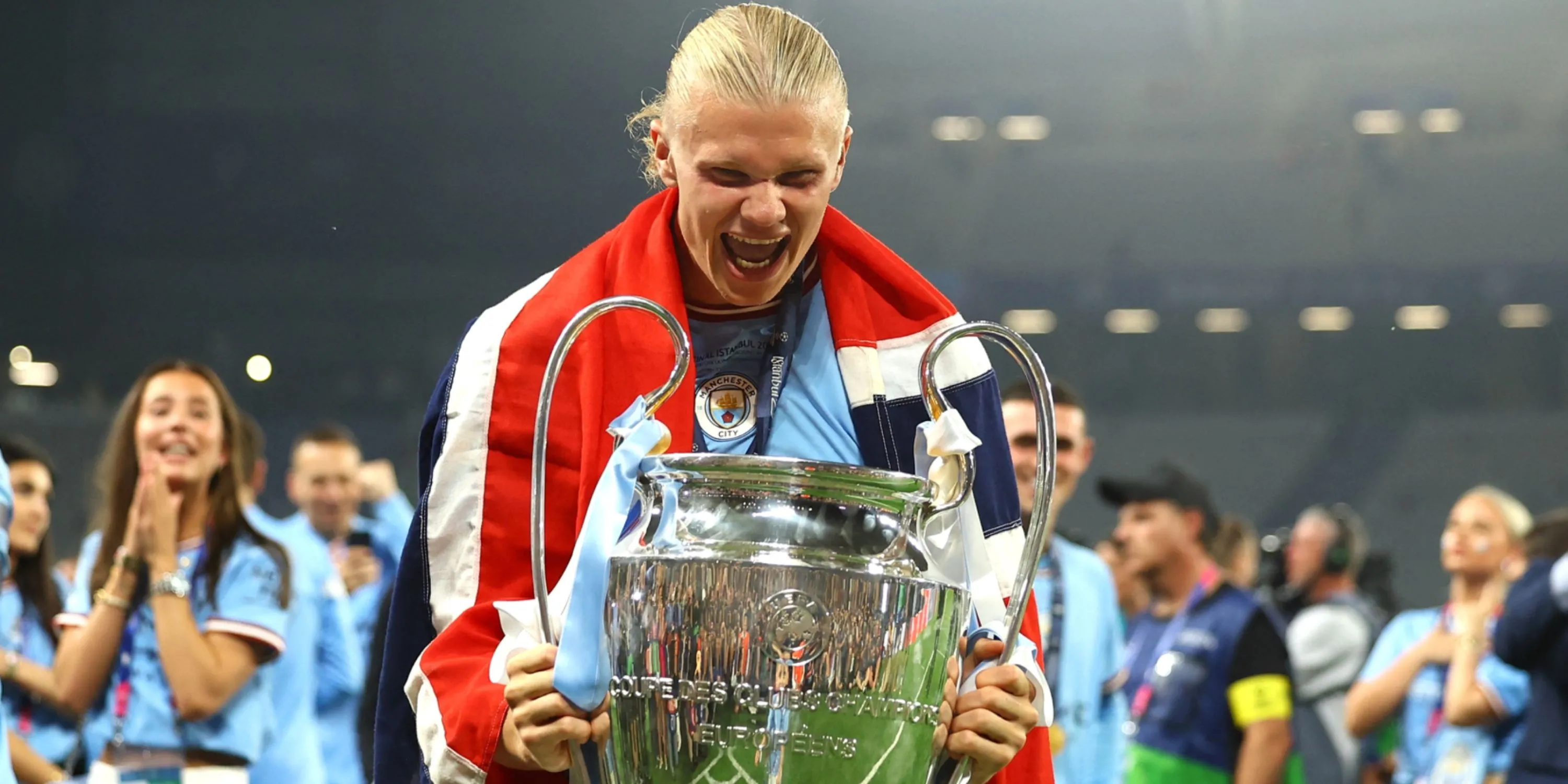 Erling Haaland ăn mừng chức vô địch Champions League cùng Manchester City, hoàn tất cú ăn ba 2023