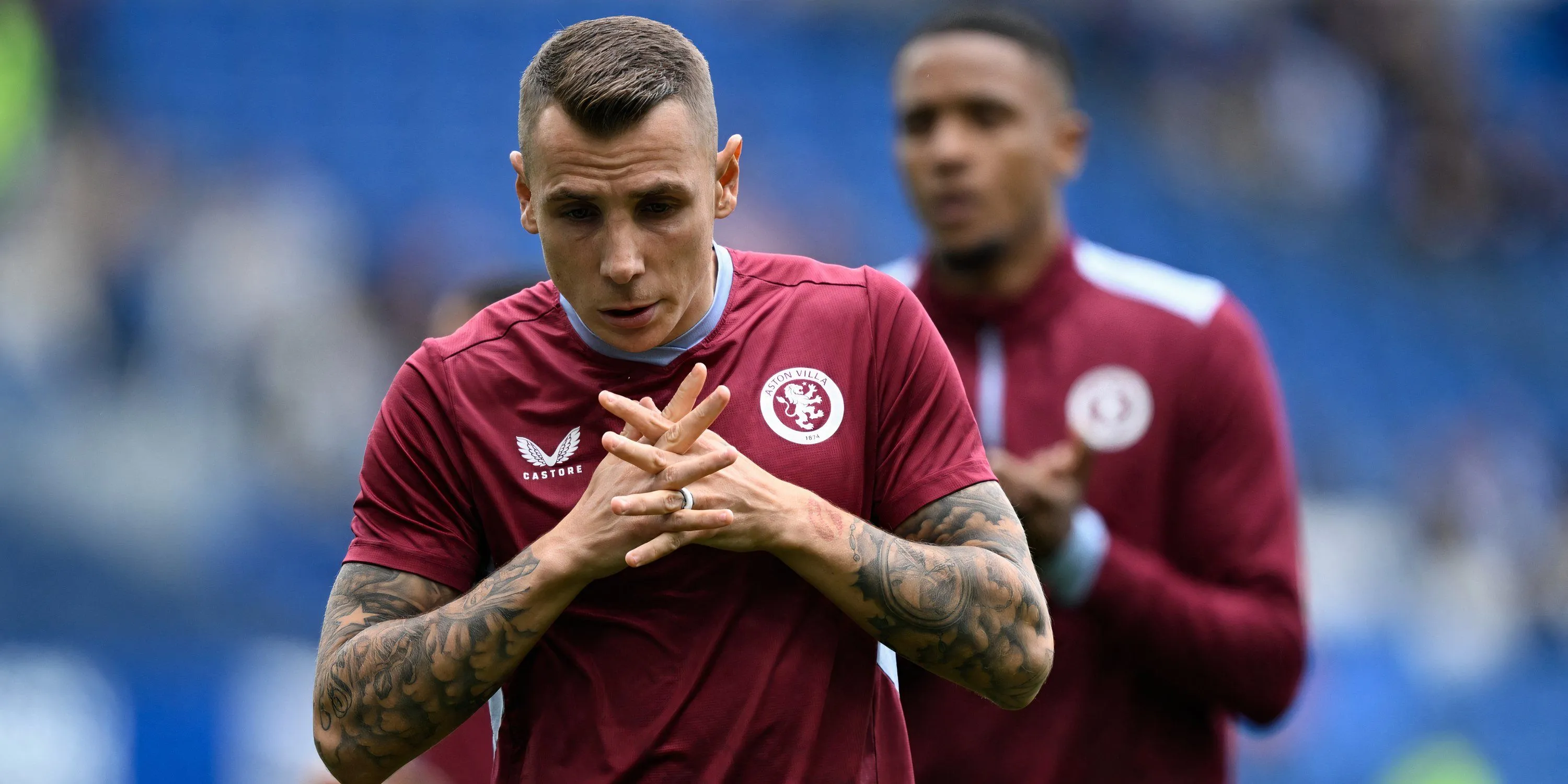 Hậu vệ Lucas Digne của Aston Villa đang là mục tiêu chuyển nhượng của Atletico Madrid