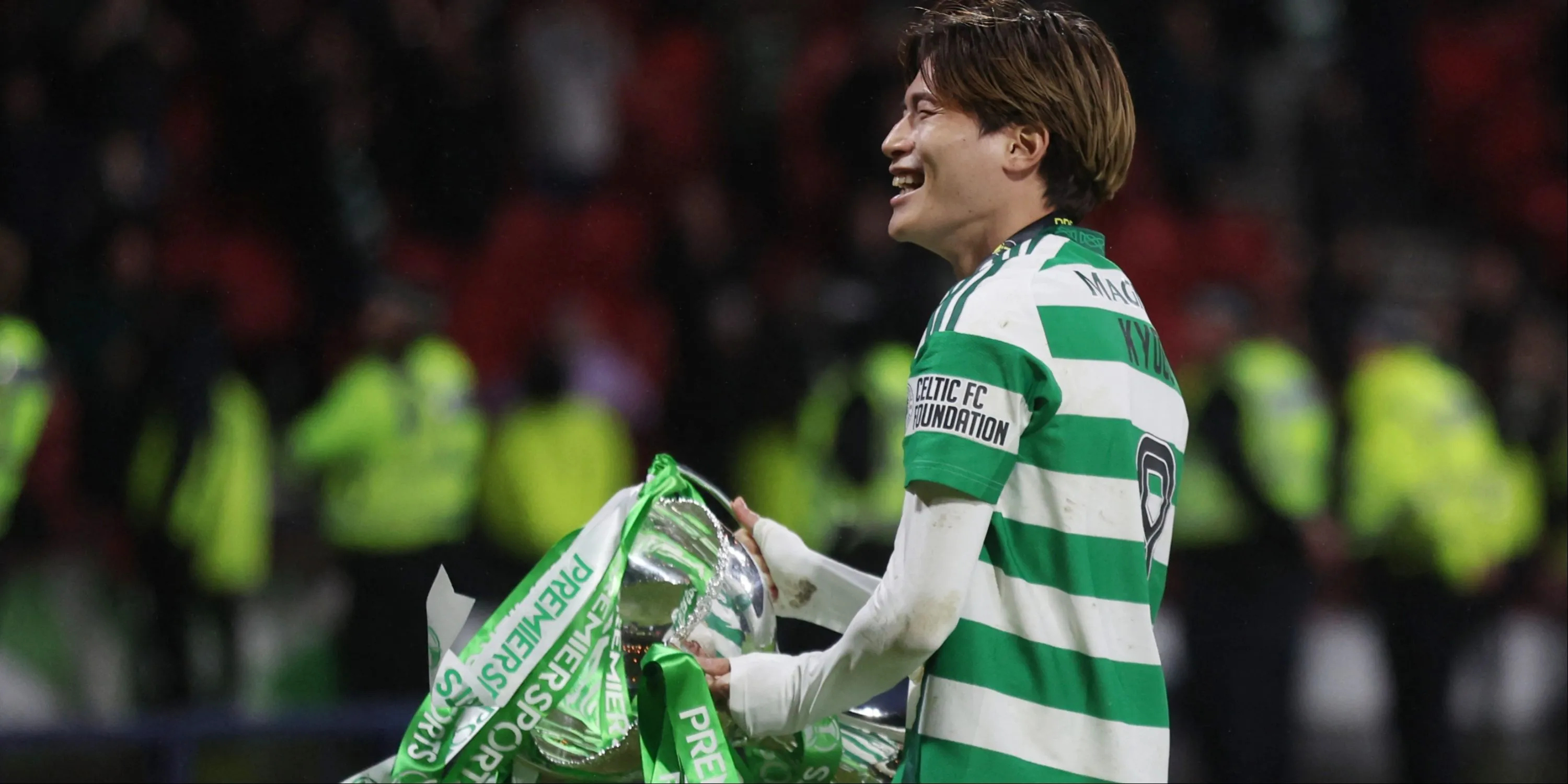 Kyogo Furuhashi trong màu áo Celtic thi đấu ở Champions League