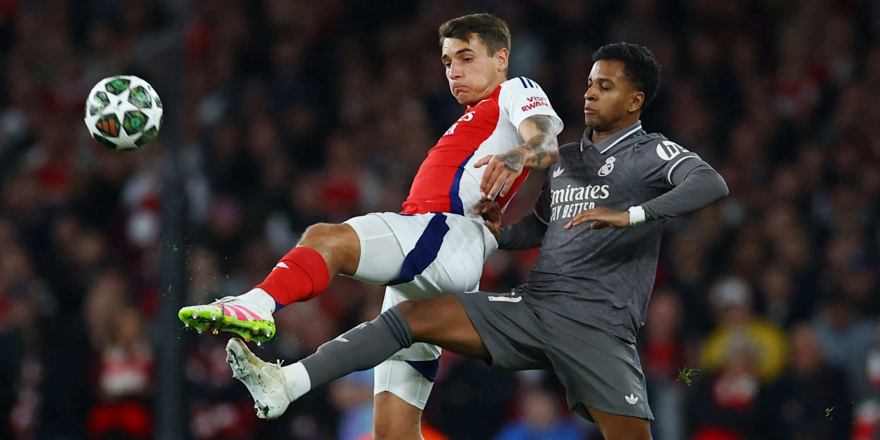 Rodrygo trong màu áo Real Madrid, biểu tượng cho thương vụ chuyển nhượng phức tạp đến Arsenal