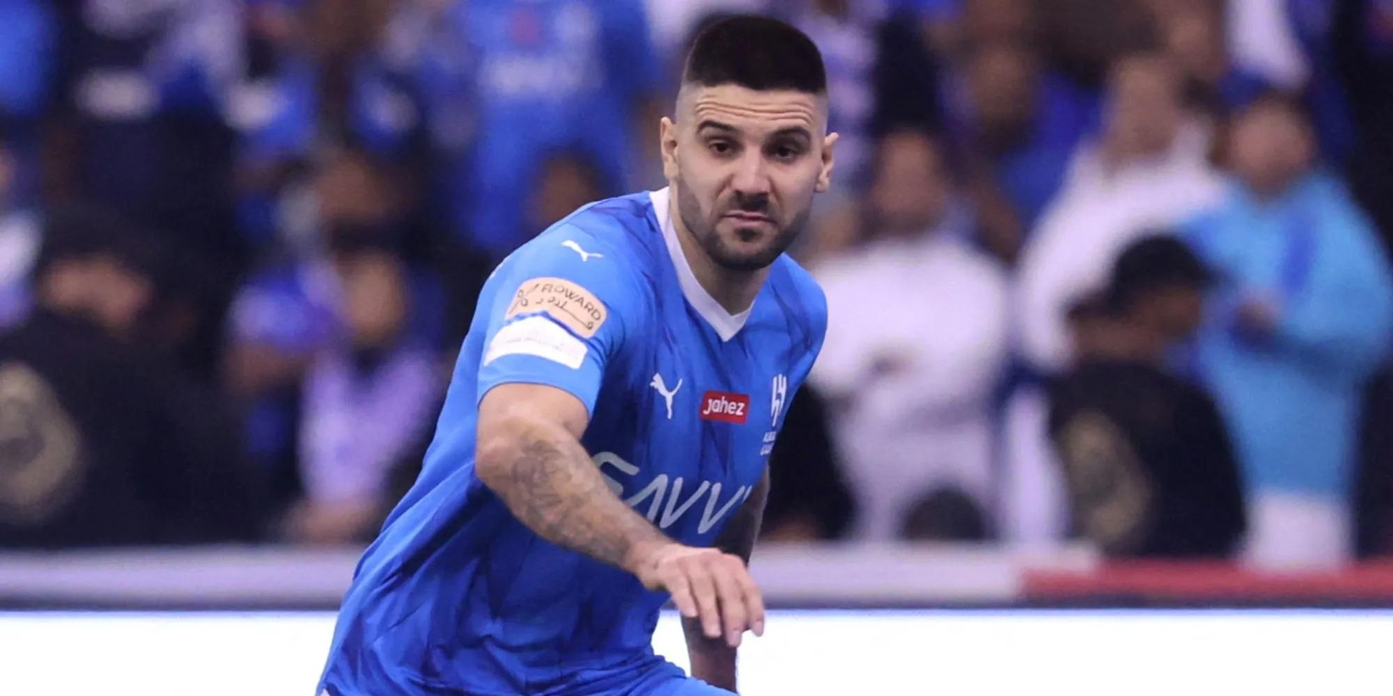 Aleksandar Mitrovic trong màu áo Al-Hilal, đang cân nhắc khả năng trở lại Fulham tại Ngoại hạng Anh